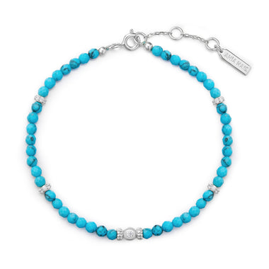 Silver Lab-Created Turquoise Beaded Bracelet