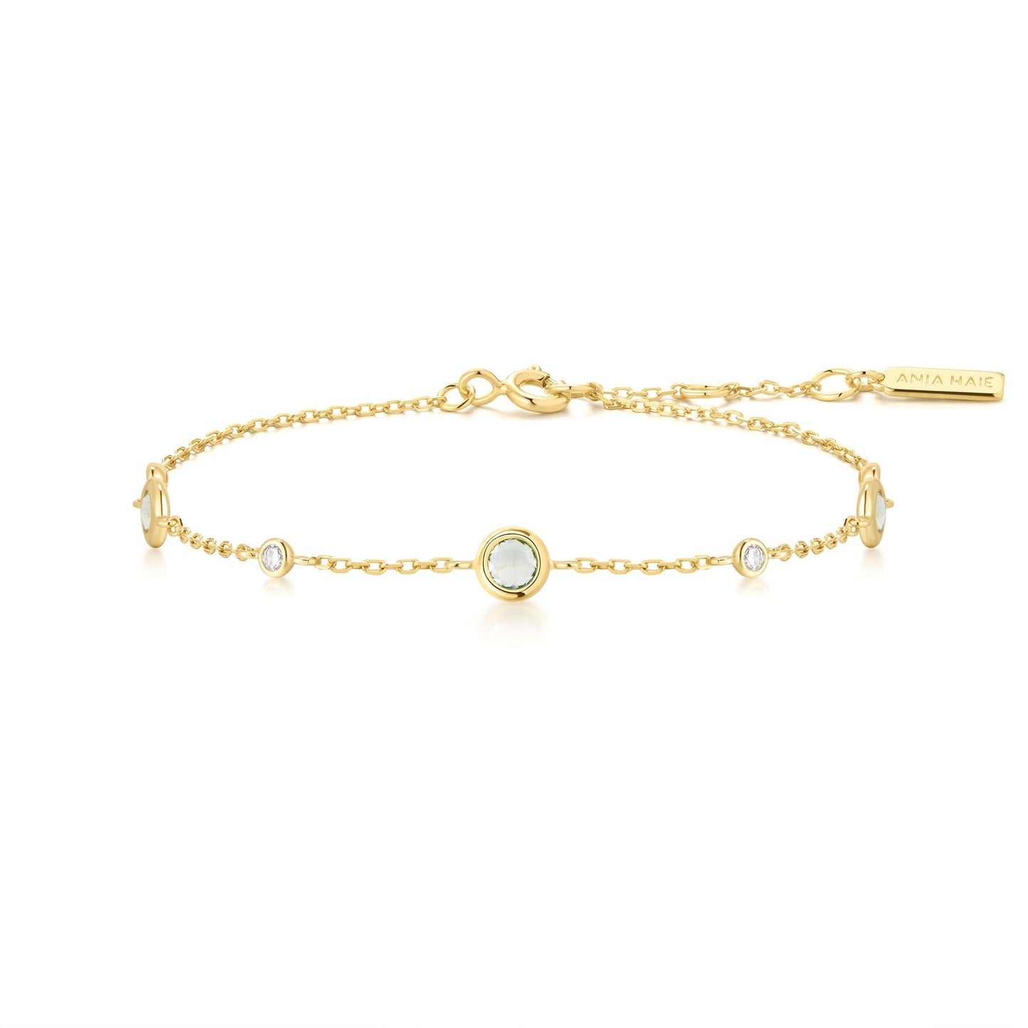 Gold Mint Green Station Bracelet