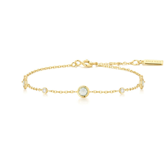 Gold Mint Green Station Bracelet