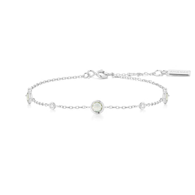 Silver Mint Green Station Bracelet