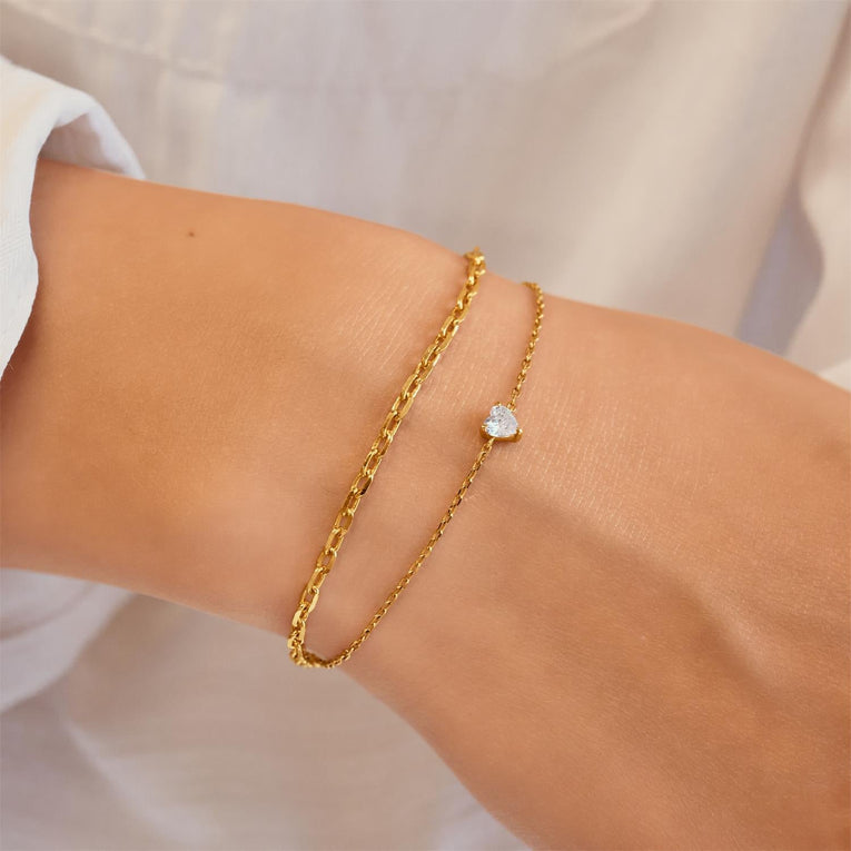 Gold Sparkle Heart Bracelet