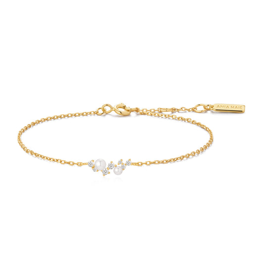 Gold Shell Pearl Cluster Bracelet