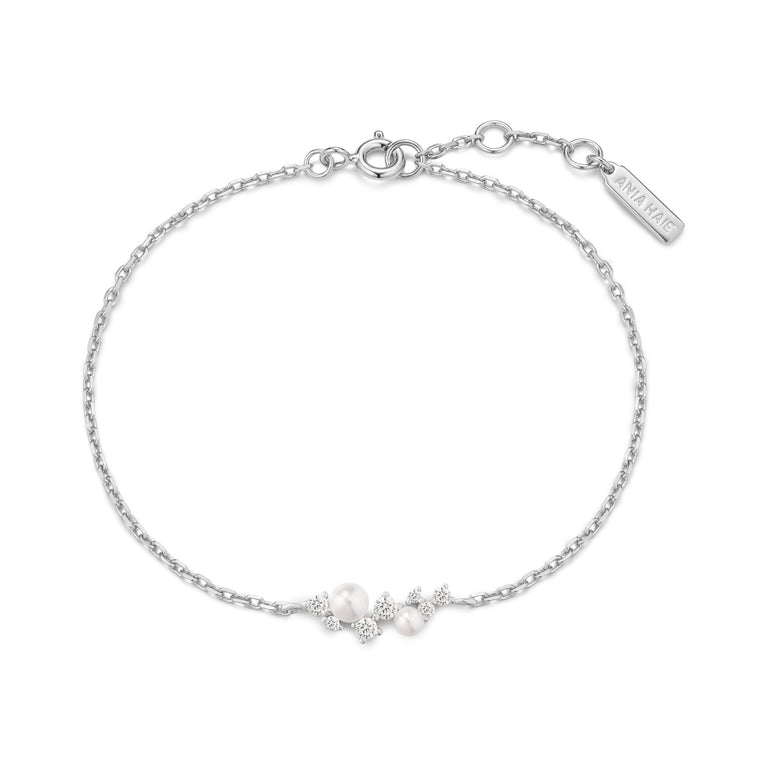 Silver Shell Pearl Cluster Bracelet