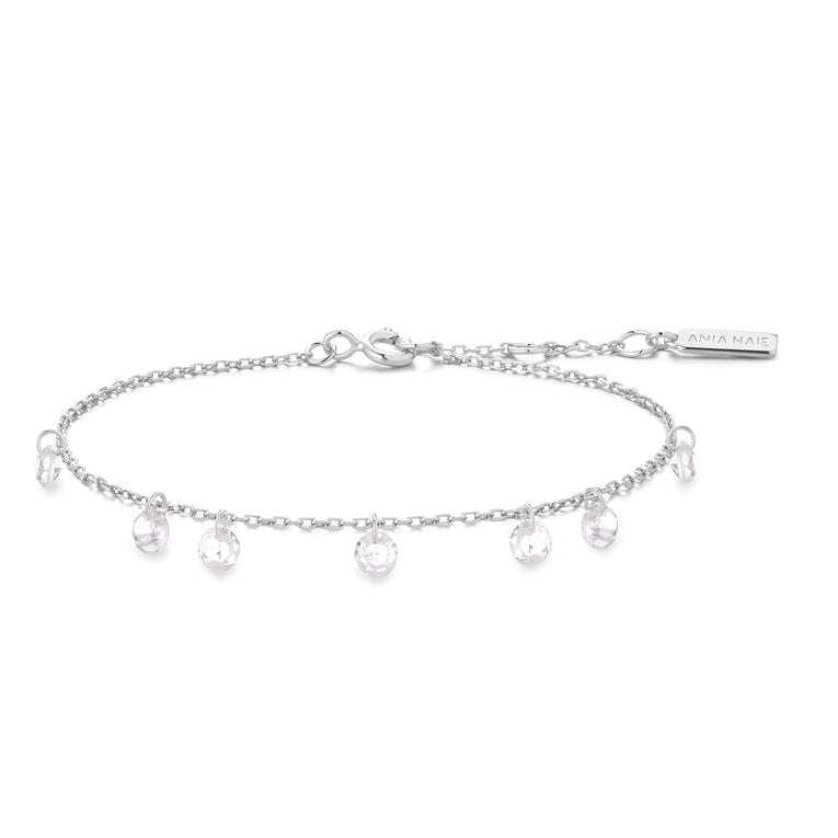 Silver Droplet Station Bracelet