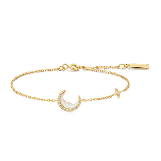 Gold Mother-of-Pearl Crescent Moon Bracelet