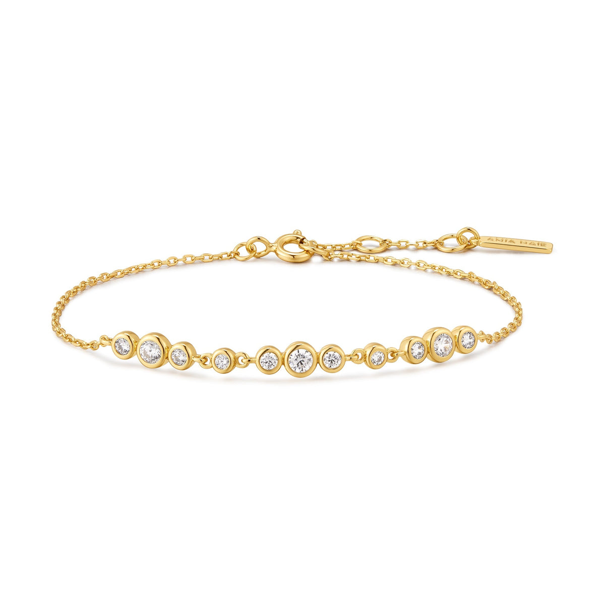 Gold Graduated Bezel-Set Trios Bracelet