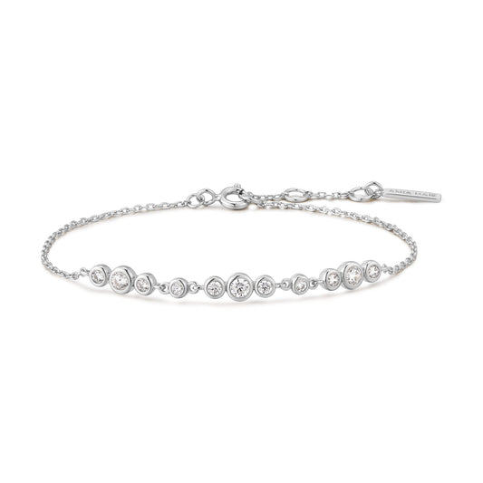 Silver Graduated Bezel-Set Trios Bracelet