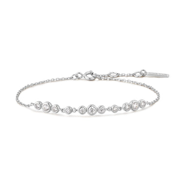 Silver Graduated Bezel-Set Trios Bracelet