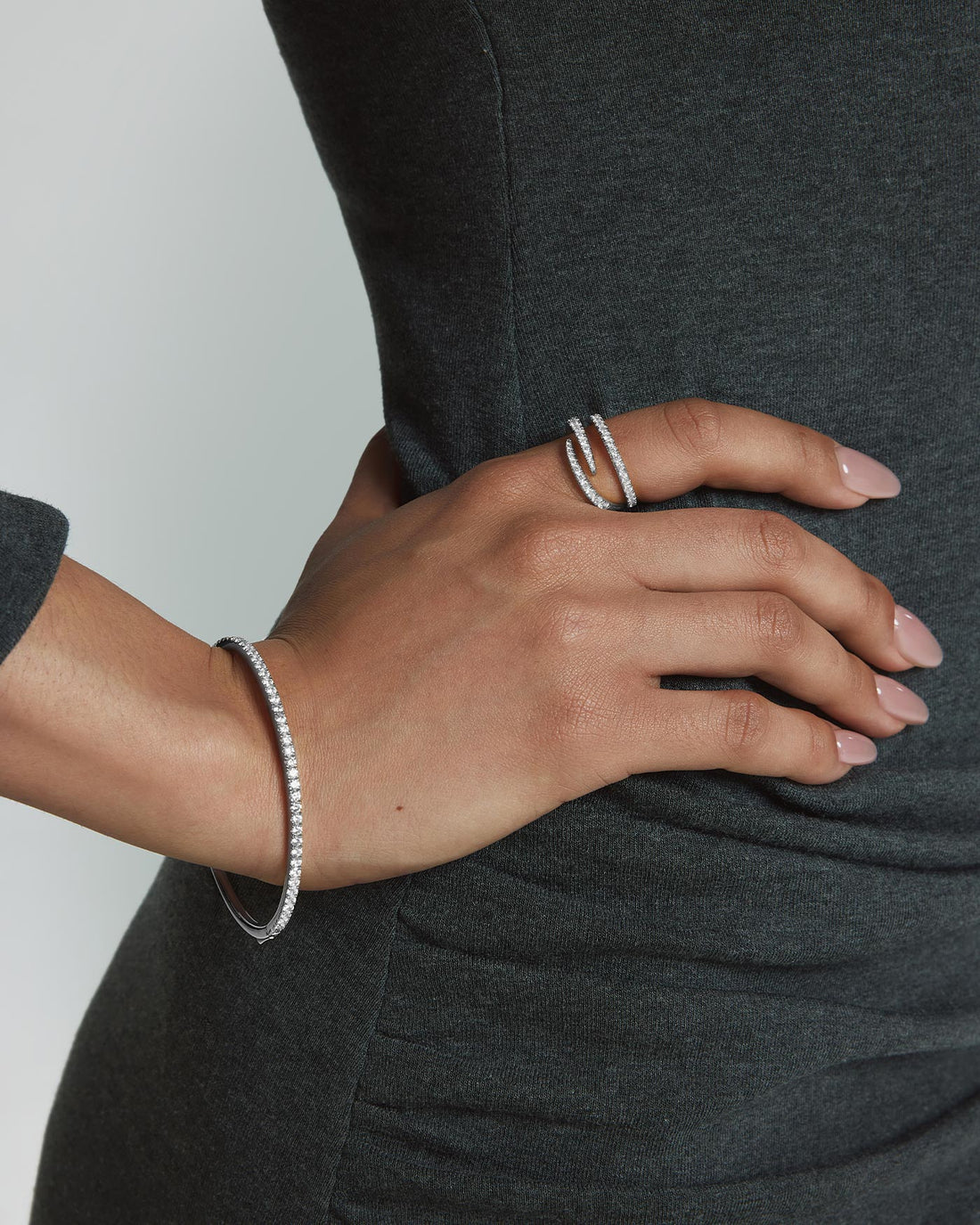 Silver Pavé Tennis Bangle