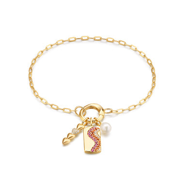 Gold Wave Pink Sparkle Charm