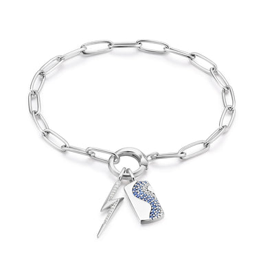 Silver Wave Blue Sparkle Charm