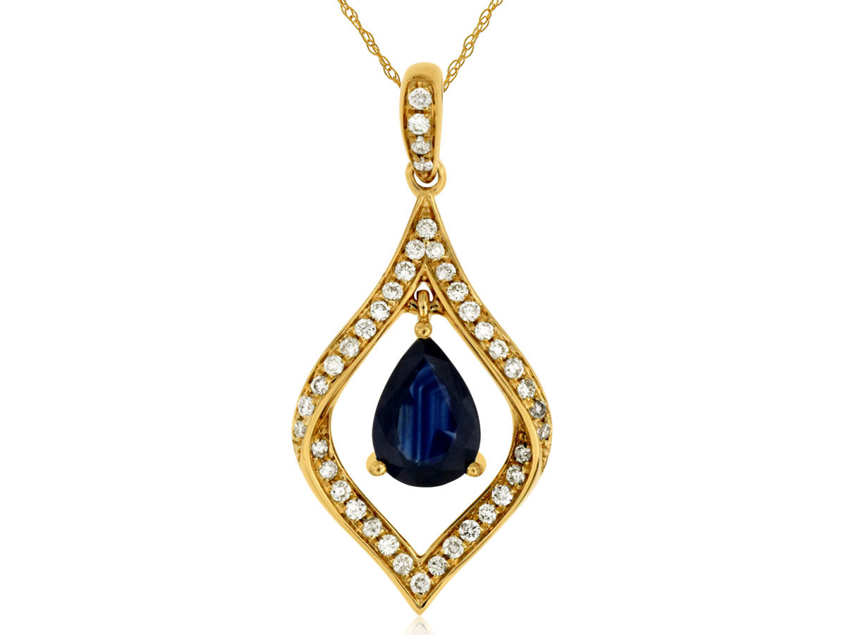 14kt Yellow Gold Sapphire & Diamond Necklace
