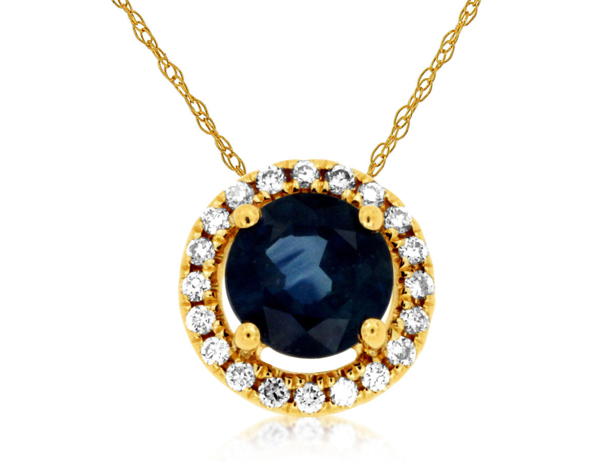 14kt Yellow Gold Sapphire & Diamond Necklace