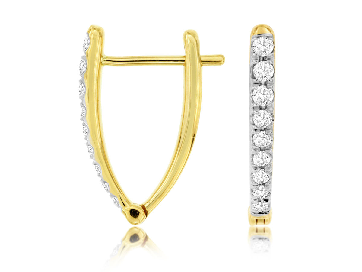 14kt Yellow Gold Diamond Hoop Earrings | 16mm