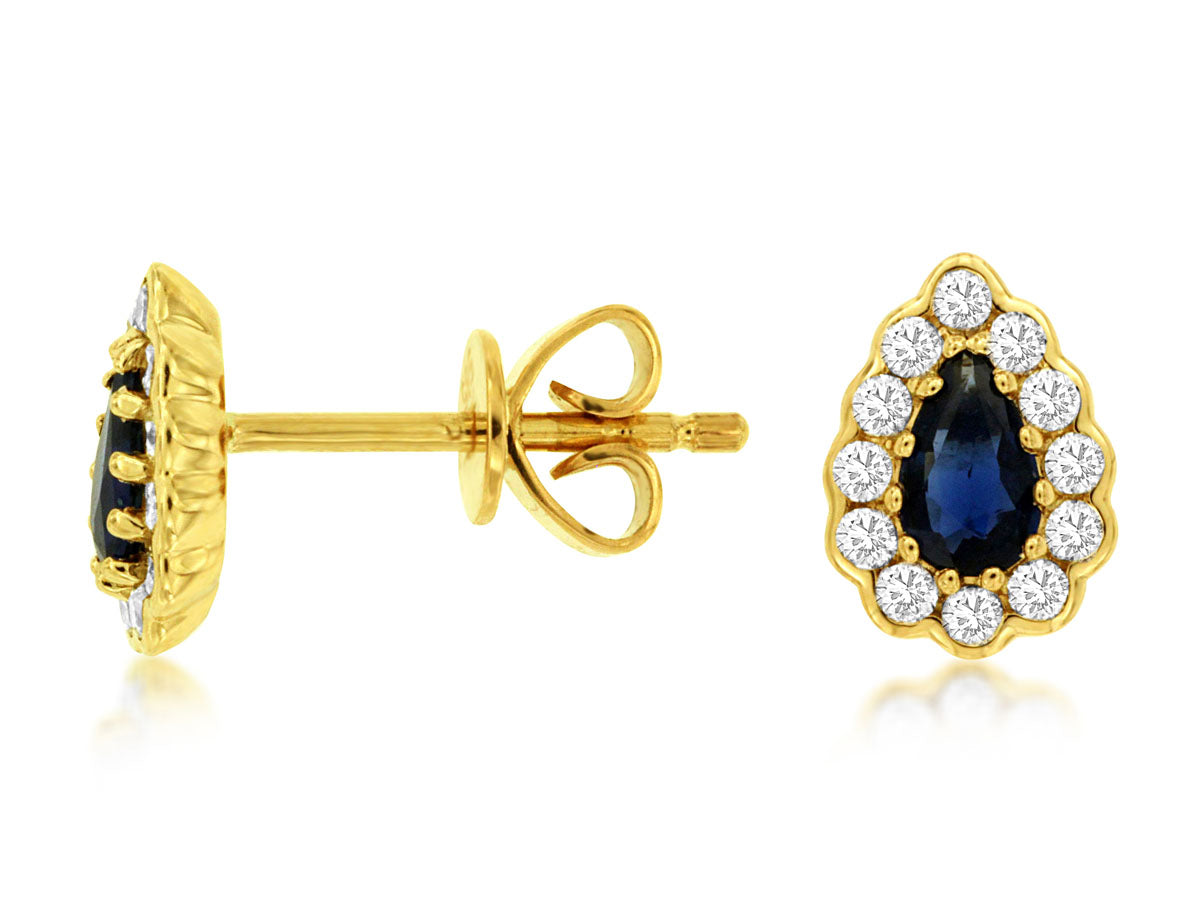 14kt Yellow Gold Sapphire & Diamond Stud Earrings