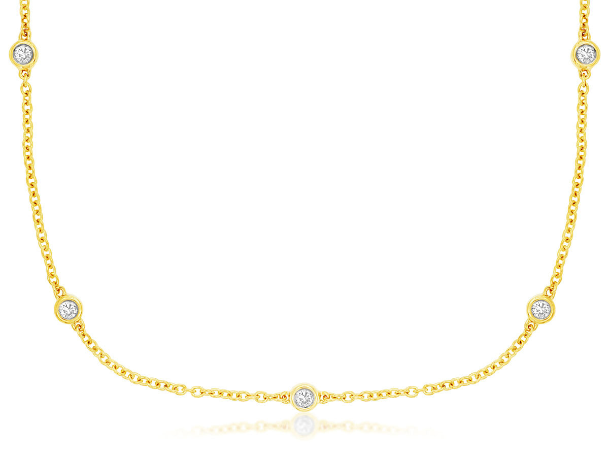 14kt Yellow Gold 9 Station Diamond Necklace