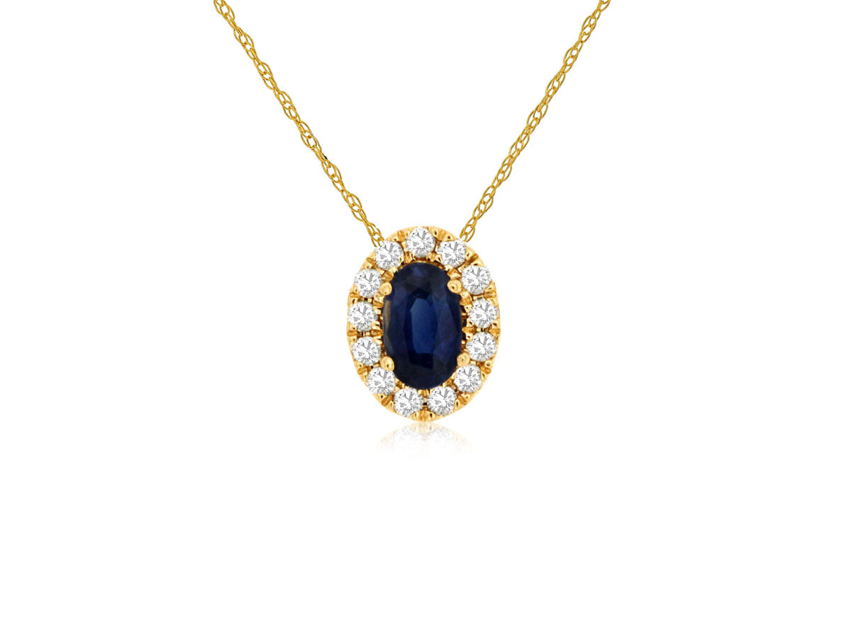 14kt Yellow Gold Sapphire & Diamond Oval Pendant