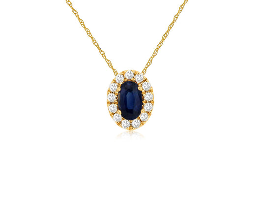 14kt Yellow Gold Sapphire & Diamond Oval Pendant