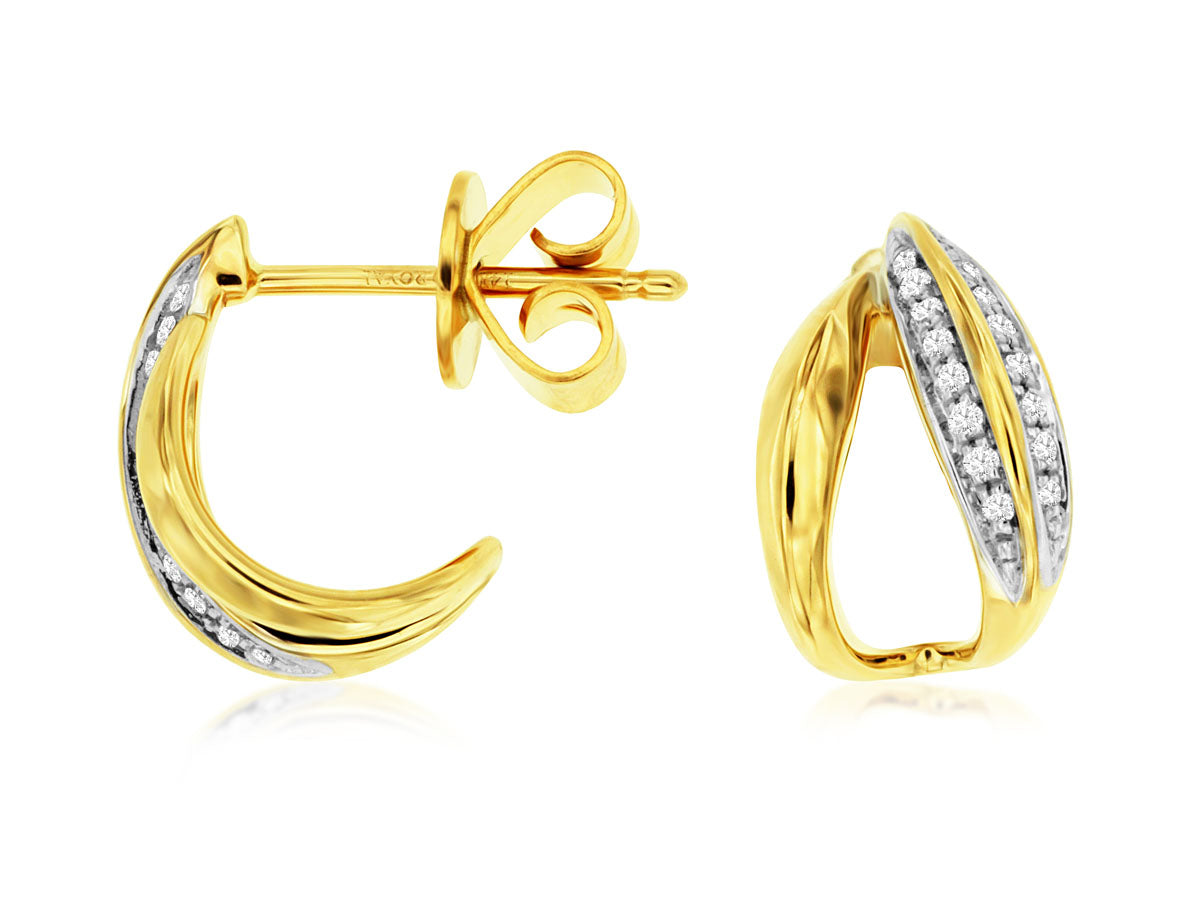 14kt Yellow Gold Diamond Hoop Earrings