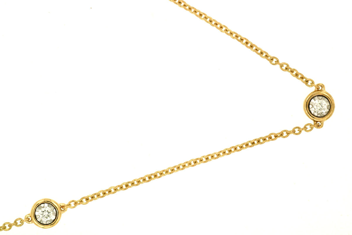 14kt Yellow Gold 7 Station Diamond Necklace