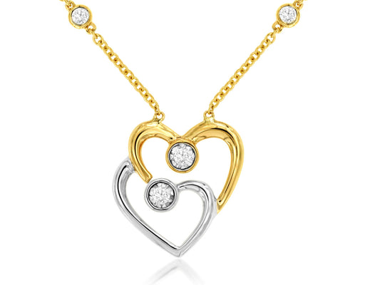 14kt Yellow Gold Diamond Double Heart Necklace