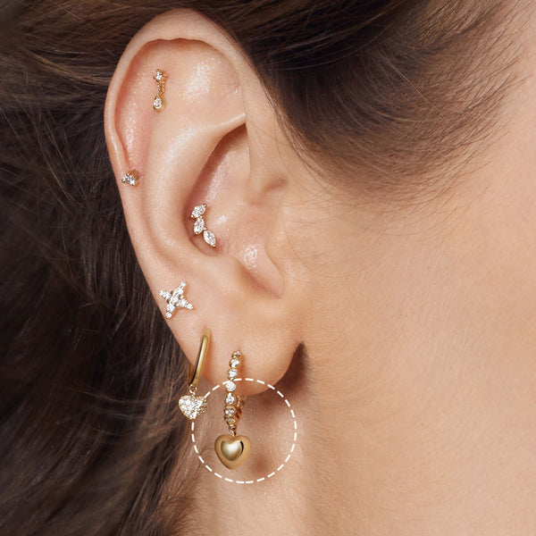 CORALIE | Bezel Lab Grown Diamond Dangle Heart Huggie Earring