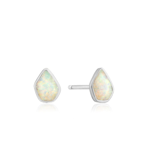 Opal Colour Silver Stud Earrings