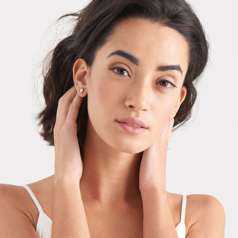 Opal Colour Silver Stud Earrings