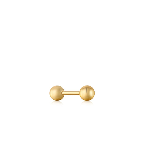 Gold Sphere Barbell Single Earring