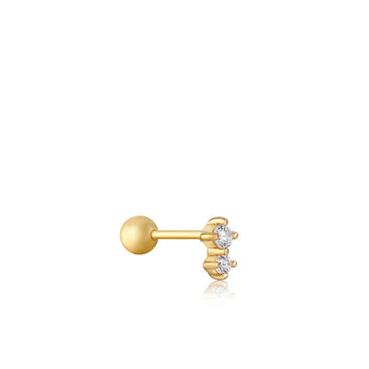 Gold Double Sparkle Barbell Single Earring