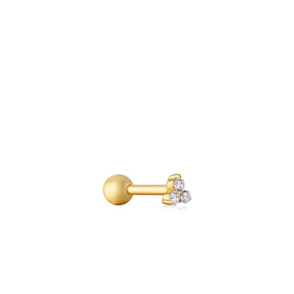 Gold Trio Sparkle Barbell Single Earring