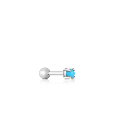 Silver Turquoise Cabochon Barbell Single Earring