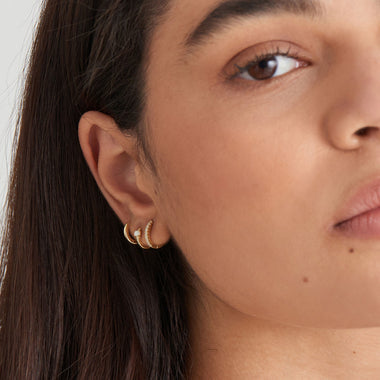 Gold Sparkle Huggie Hoop Earrings