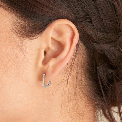 Silver Glam Oval Hoop Earrings