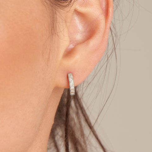 Silver Glam Huggie Hoop Earrings