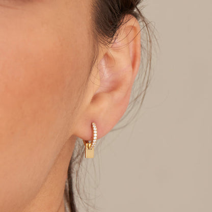 Gold Glam Pendant Huggie Hoop Earrings