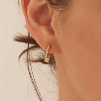 Gold Glam Pendant Huggie Hoop Earrings