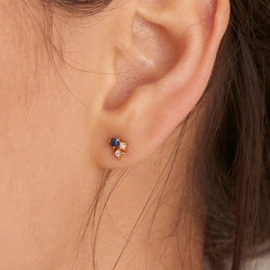 Gold Lapis Star Stud Earrings