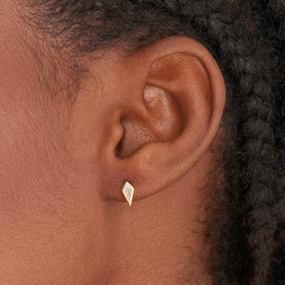 Gold Sparkle Emblem Single Barbell Earring