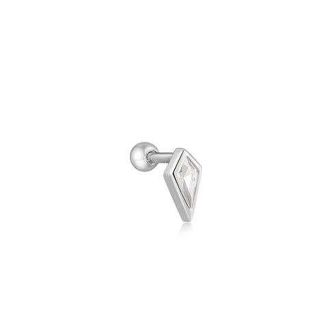 Silver Sparkle Emblem Single Barbell Earring