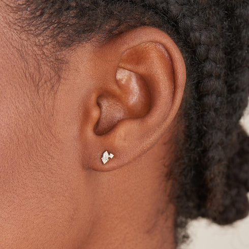 Gold Sparkle Emblem Stud Earrings