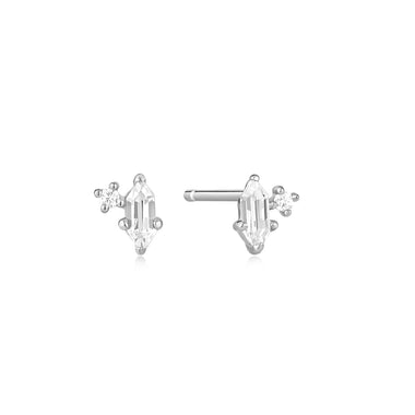 Silver Sparkle Emblem Stud Earrings