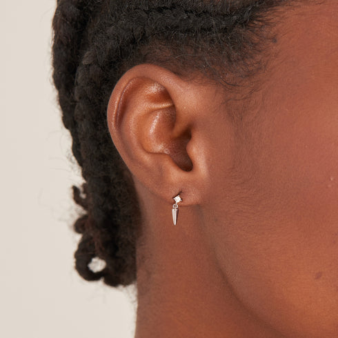 Silver Sparkle Spike Stud Earrings