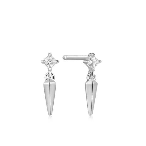 Silver Sparkle Spike Stud Earrings