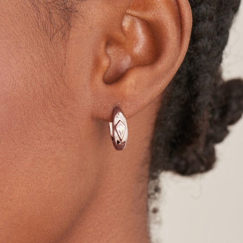 Silver Sparkle Dome Hoop Earrings