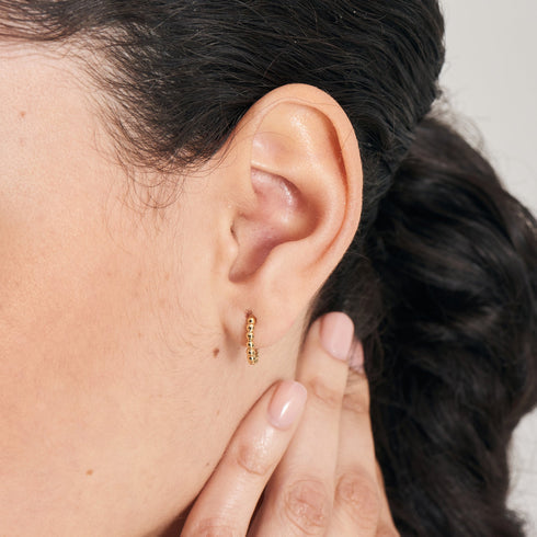 Gold Orb Huggie Hoop Earrings