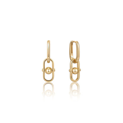Gold Orb Link Drop Earrings