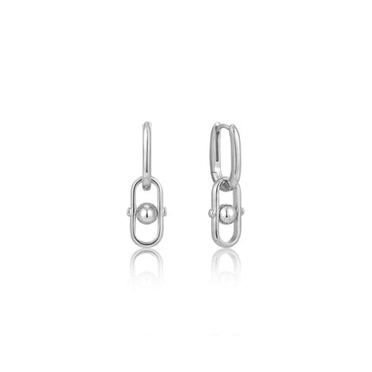 Silver Orb Link Drop Earrings