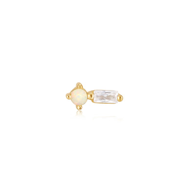 Gold Kyoto Opal Sparkle Barbell Single Earring