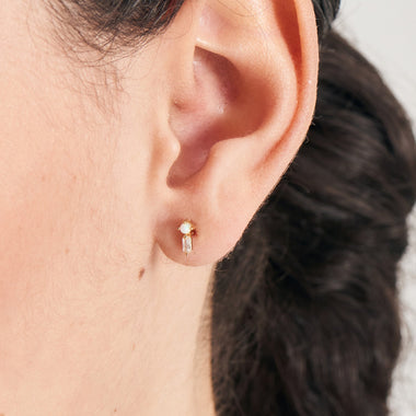 Gold Kyoto Opal Sparkle Barbell Single Earring
